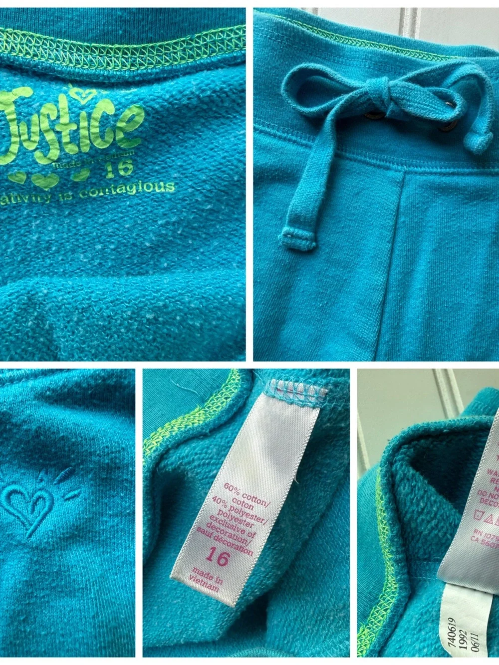 Justice French Terry Shorts Bundle Set of 3 Blue Green Size 16 Gen Z Schoolwear
